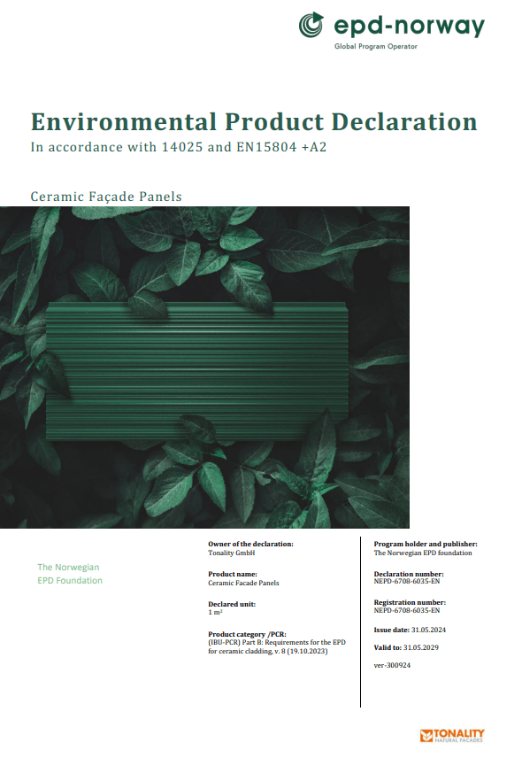 Environmental Product Declaration - Ceramic Facade Panels