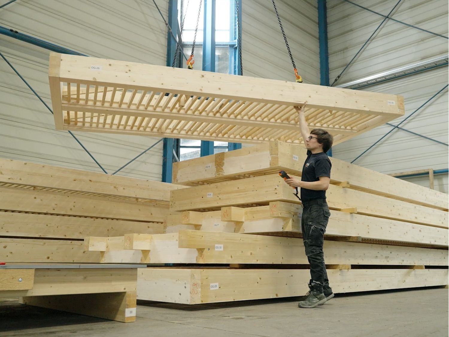 Holzkonstruktion der Holz-Lehm Massivdecke von Leipfinger-Bader