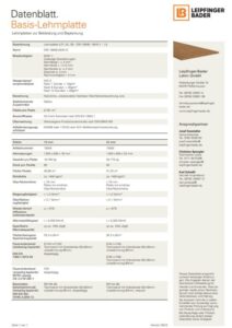 Technisches Datenblatt Basis-Lehmplatte