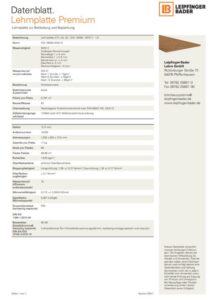 Technisches Datenblatt Lehmplatte Premium