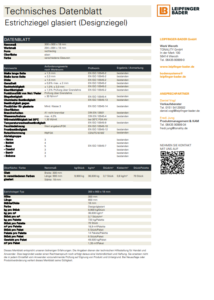 Datenblatt Estrichziegel glasiert (Designziegel)