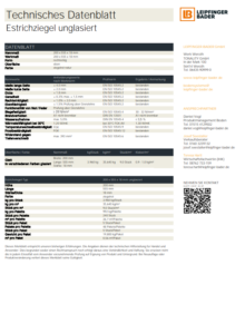 Datenblatt Estrichziegel unglasiert