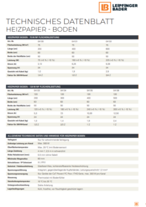 Datenblatt Heizpapier Boden