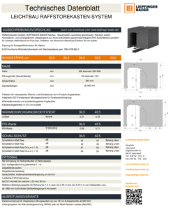 Datenblatt Leichtbau Raffstorekasten