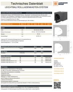 Datenblatt Leichtbau Rollladenkasten