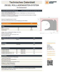 Datenblatt Massiver Ziegel-Rollladenkasten Innenrevision