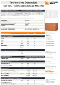 Datenblatt UNIPOR Coriso Höhenausgleichziegel Mauertec
