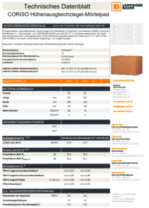 Datenblatt UNIPOR Coriso Höhenausgleichziegel Mörtelpad
