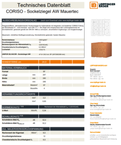 Datenblatt UNIPOR Coriso Sockelziegel Mauertec