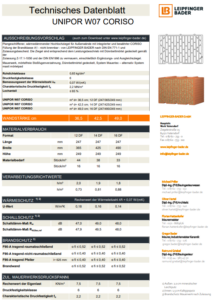 Datenblatt UNIPOR W07 Coriso