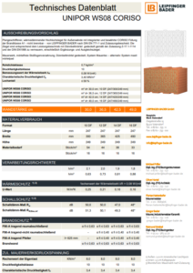 Datenblatt UNIPOR WS08 Coriso