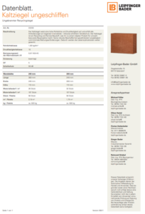 Datenblatt Kaltziegel ungeschliffen