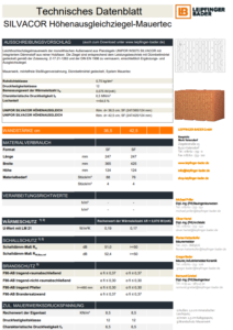 Datenblatt UNIPOR Silvacor Höhenausgleichziegel Außenwand Mauertec