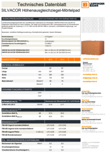 Datenblatt UNIPOR Silvacor Höhenausgleichziegel Außenwand Mörtelpad