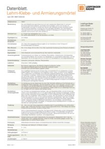 Technisches Datenblatt Lehm-Klebe- und Armierungsmörtel