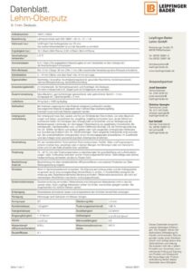 Technisches Datenblatt Lehm-Oberputz