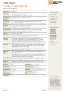 Technisches Datenblatt Lehm-Universalputz