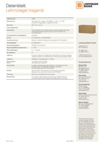 Technisches Datenblatt Lehmziegel