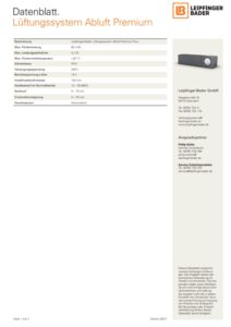 Datenblatt Lüftungssystem Abluft Premium