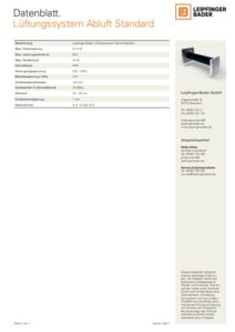 Datenblatt Lüftungssystem Abluft Standard