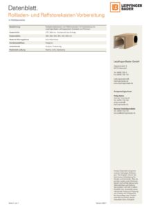 Technisches Datenblatt Rollladen- und Raffstorekasten Vorbereitung Holz