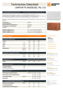 LB Technisches Datenblatt UNIPOR Planziegel Rd. 0,8 DK 8