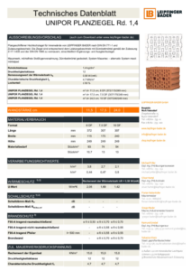 LB Technisches Datenblatt UNIPOR Planziegel Rd. 1,4 DK 12