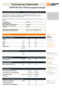LB Technisches Datenblatt UNIPOR Plan Höhenausgleichziegel