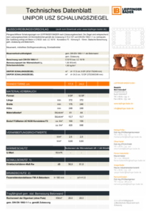 LB Technisches Datenblatt UNIPOR USZ Schalungsziegel