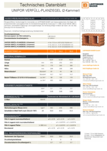LB Technisches Datenblatt UNIPOR Verfüll-Planziegel (2-Kammer)