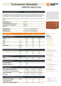 LB Technisches Datenblatt UNIPOR W08 Planziegel
