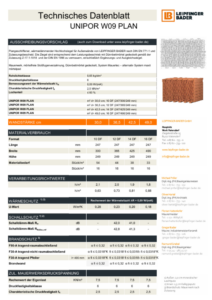 LB Technisches Datenblatt UNIPOR W09 Planziegel