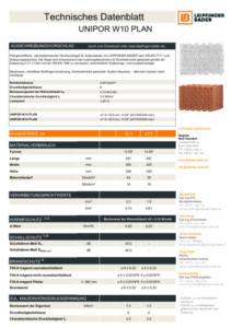 LB Technisches Datenblatt UNIPOR W10 Planziegel