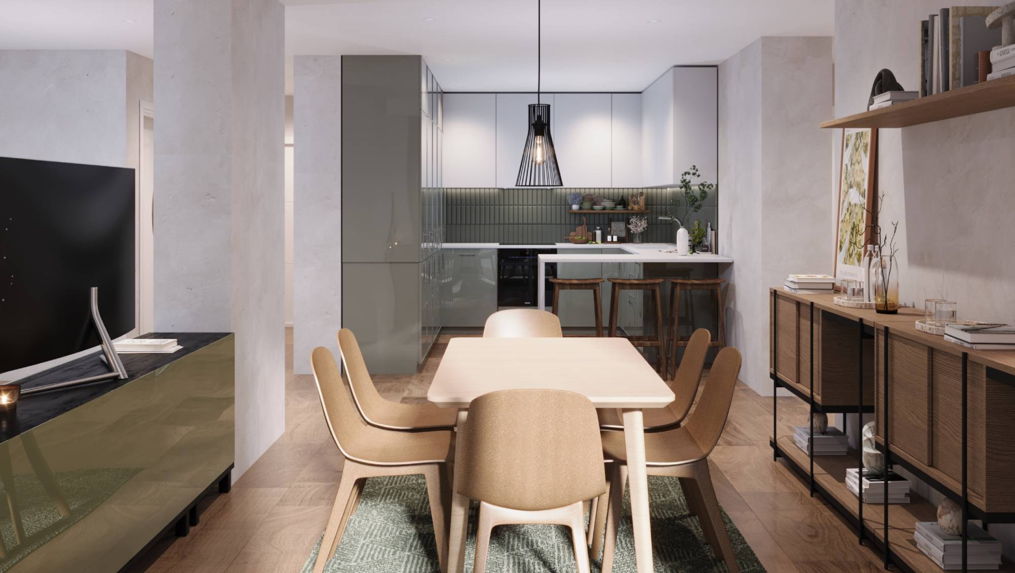 ZIEGELMODULE Leipfinger Bader Raumbeispiel 4-Zimmer-Apartment Möbelbeispiele Modulbau