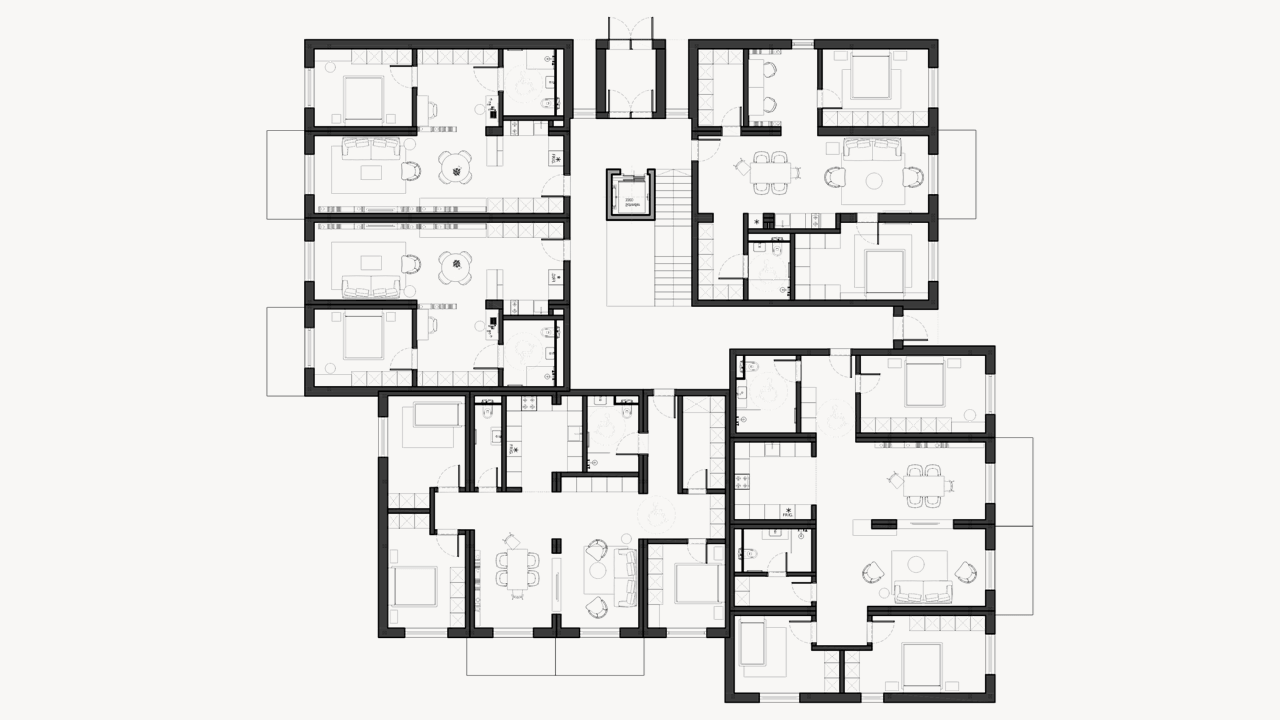 ZIEGELMODULE Gebäude Grundriss Wohnbau Mehrgeschoss Geschossbau Wohnanlage Entwurf