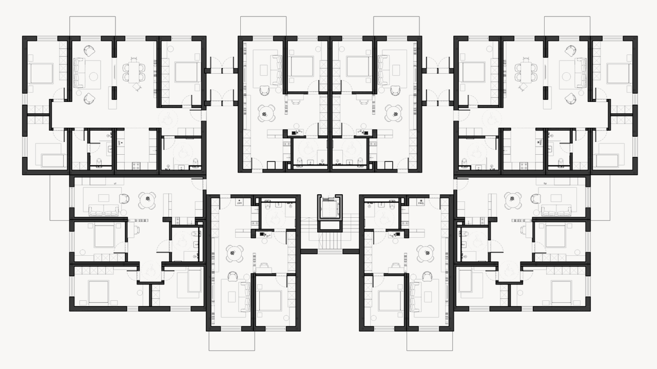 ZIEGELMODULE Gebäude Grundriss Wohnbau Mehrgeschoss Geschossbau Wohnanlage Entwurf