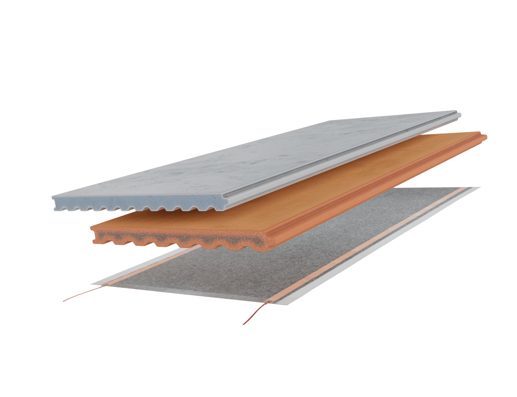 Designestrichziegel, Estrichziegel und Heizpapier